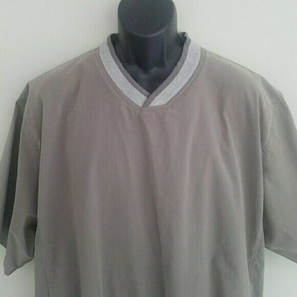 𝅺glen Echo Tan Pullover Lined V-Neck Short Sleeve Golf Windbreaker Size XL - Picture 4 of 10